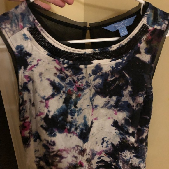 Vera Wang tank top dress shirt tunic L - Picture 7 of 8